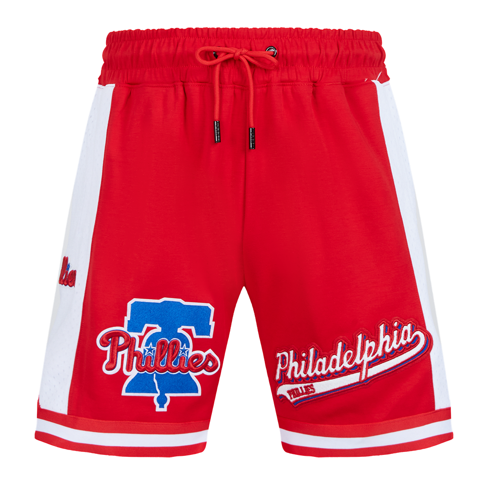 MLB PHILADELPHIA PHILLIES SCRIPT TAIL SHORT EN MAILLE DOUBLE 2.0 POUR HOMME (ROUGE)