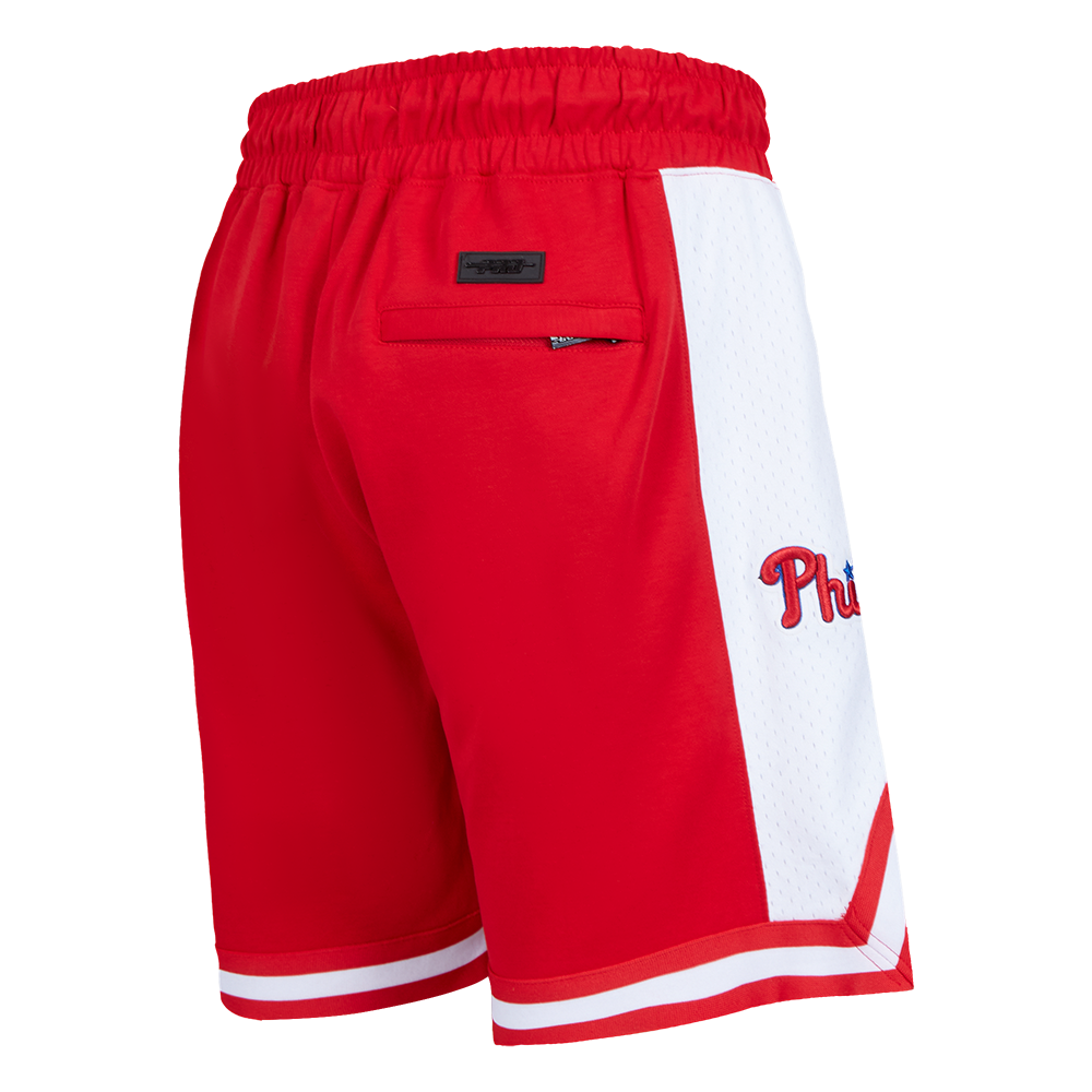 MLB PHILADELPHIA PHILLIES SCRIPT TAIL SHORT EN MAILLE DOUBLE 2.0 POUR HOMME (ROUGE)
