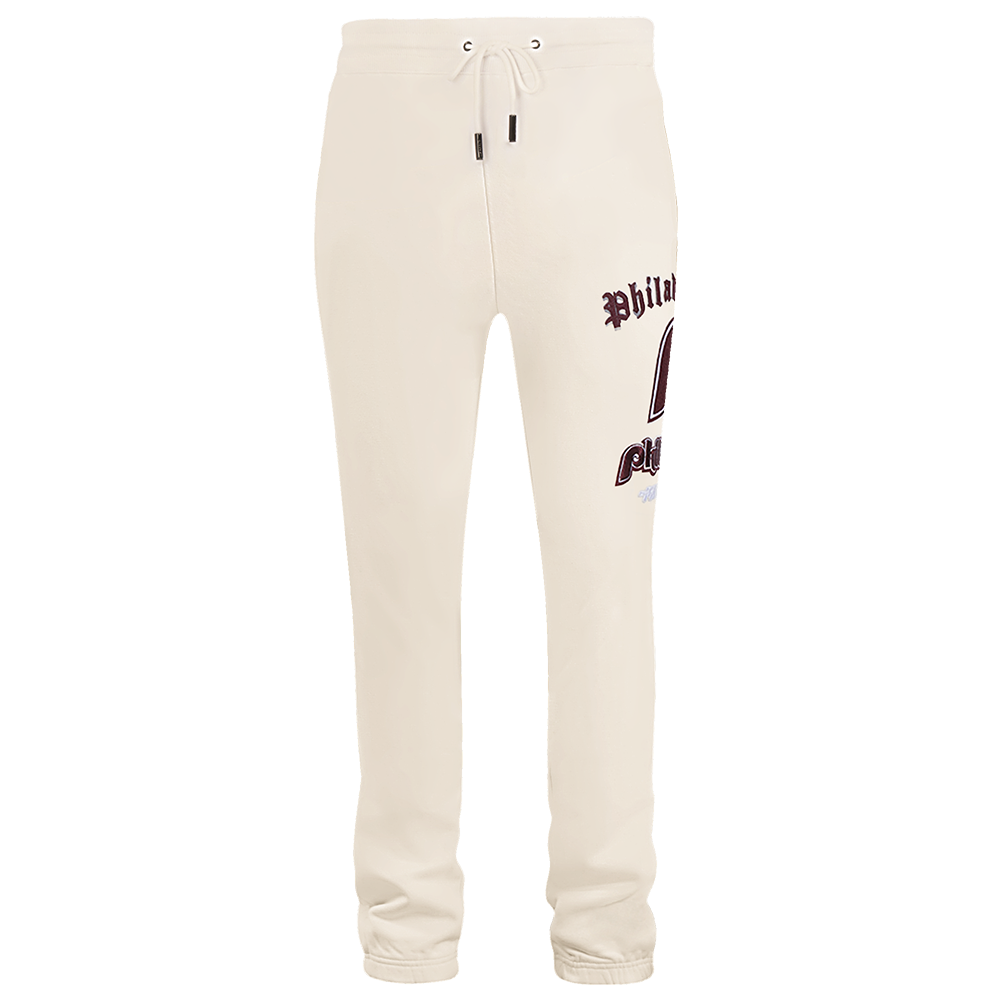 MLB PHILADELPHIA PHILLIES OLD ENGLISH PANTALON OUATÉ RÉTRO EN MOLLETON POUR HOMME (COQUILLE D'ŒUF)
