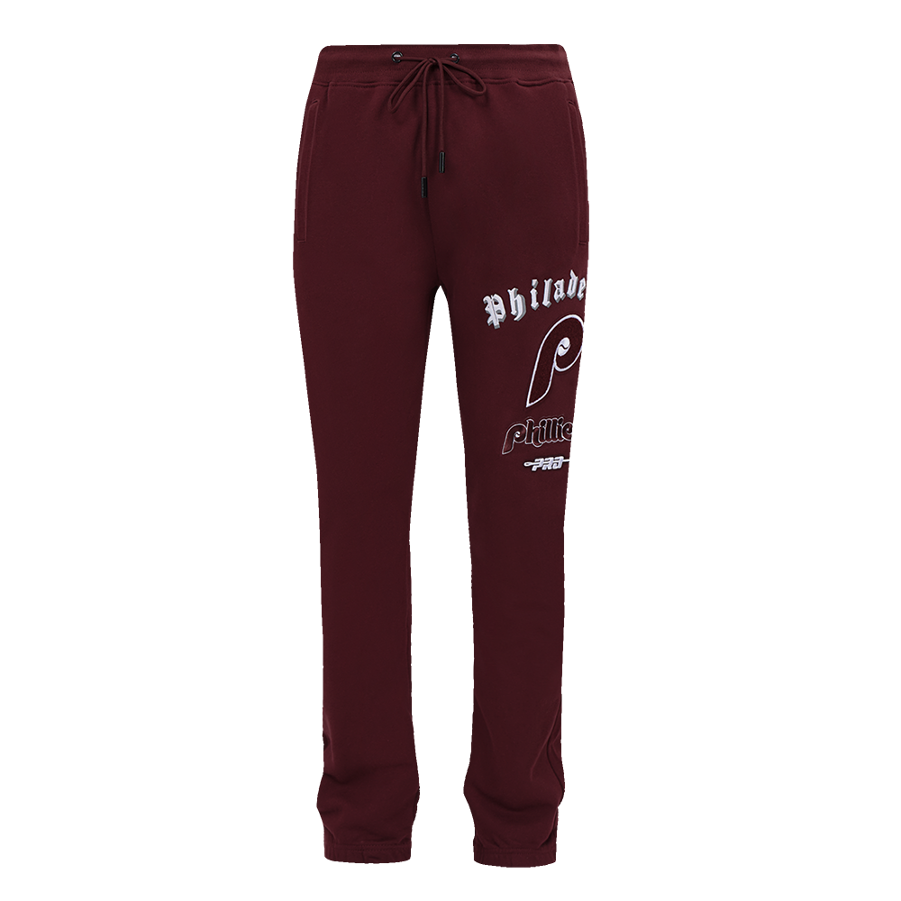 MLB PHILADELPHIA PHILLIES OLD ENGLISH PANTALON OUATÉ RÉTRO EN MOLLETON POUR HOMME (LIE-DE-VIN)