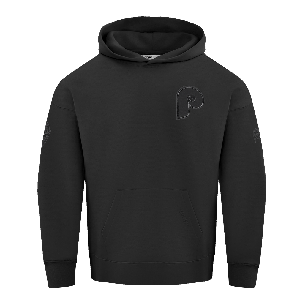 MLB PHILADELPHIA PHILLIES NEUTRAL MEN'S  DROP SHOULDER FLC PO HOODIE (BLACK)
