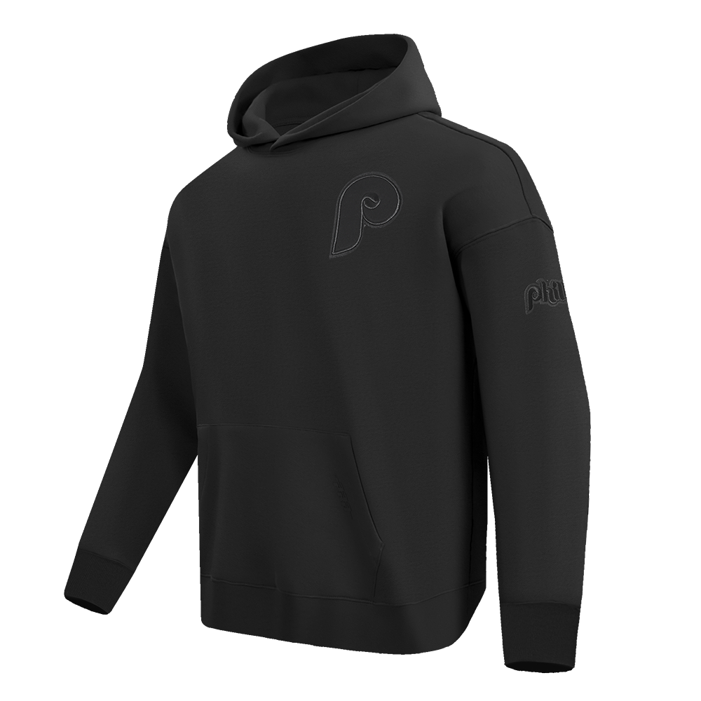 MLB PHILADELPHIA PHILLIES NEUTRAL MEN'S  DROP SHOULDER FLC PO HOODIE (BLACK)