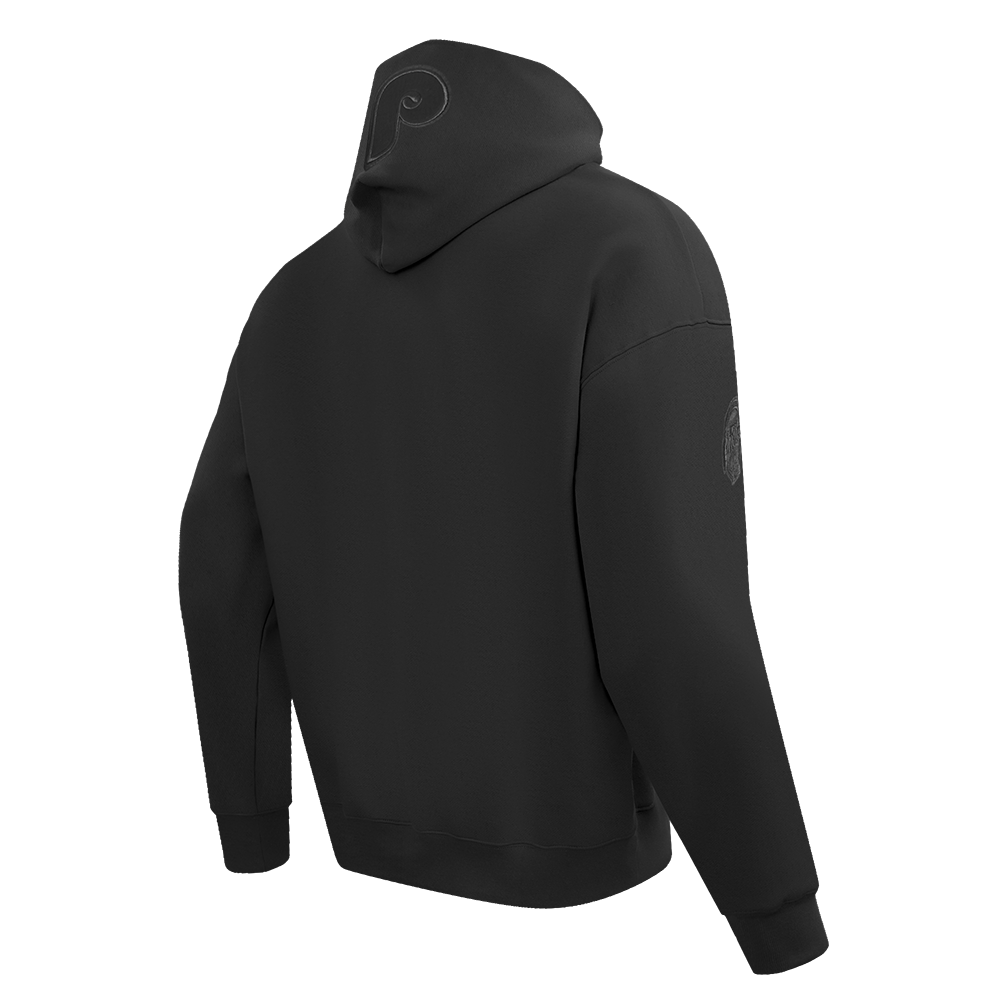 MLB PHILADELPHIA PHILLIES NEUTRAL MEN'S  DROP SHOULDER FLC PO HOODIE (BLACK)