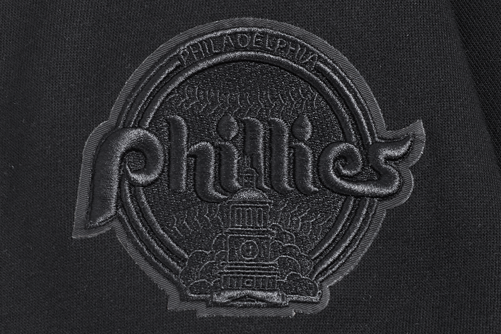 MLB PHILADELPHIA PHILLIES NEUTRAL MEN'S  DROP SHOULDER FLC PO HOODIE (BLACK)