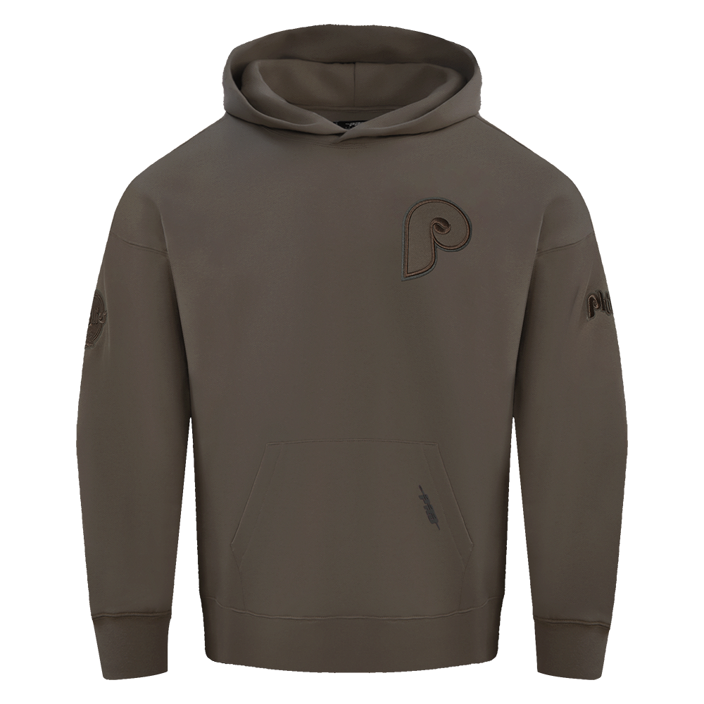 MLB PHILADELPHIA PHILLIES NEUTRAL MEN'S  DROP SHOULDER FLC PO HOODIE (DARK TAUPE)