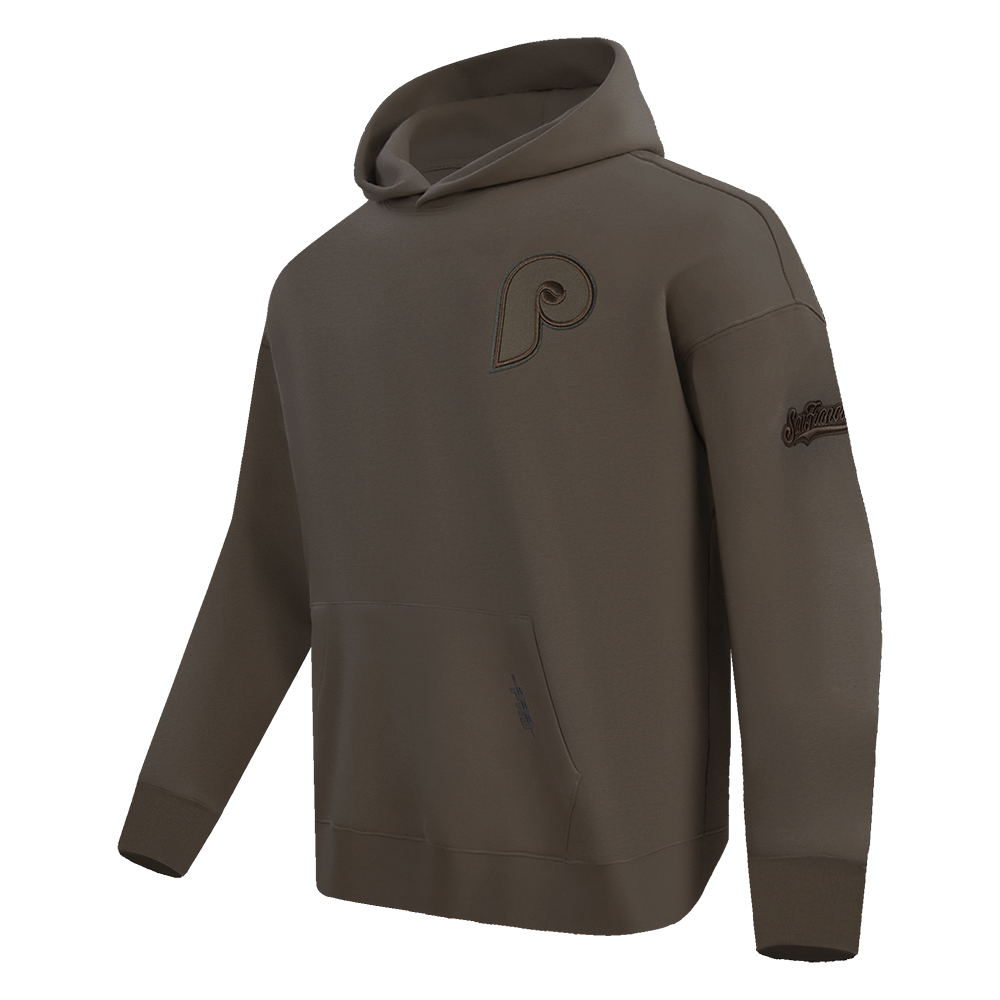 MLB PHILADELPHIA PHILLIES NEUTRAL MEN'S  DROP SHOULDER FLC PO HOODIE (DARK TAUPE)