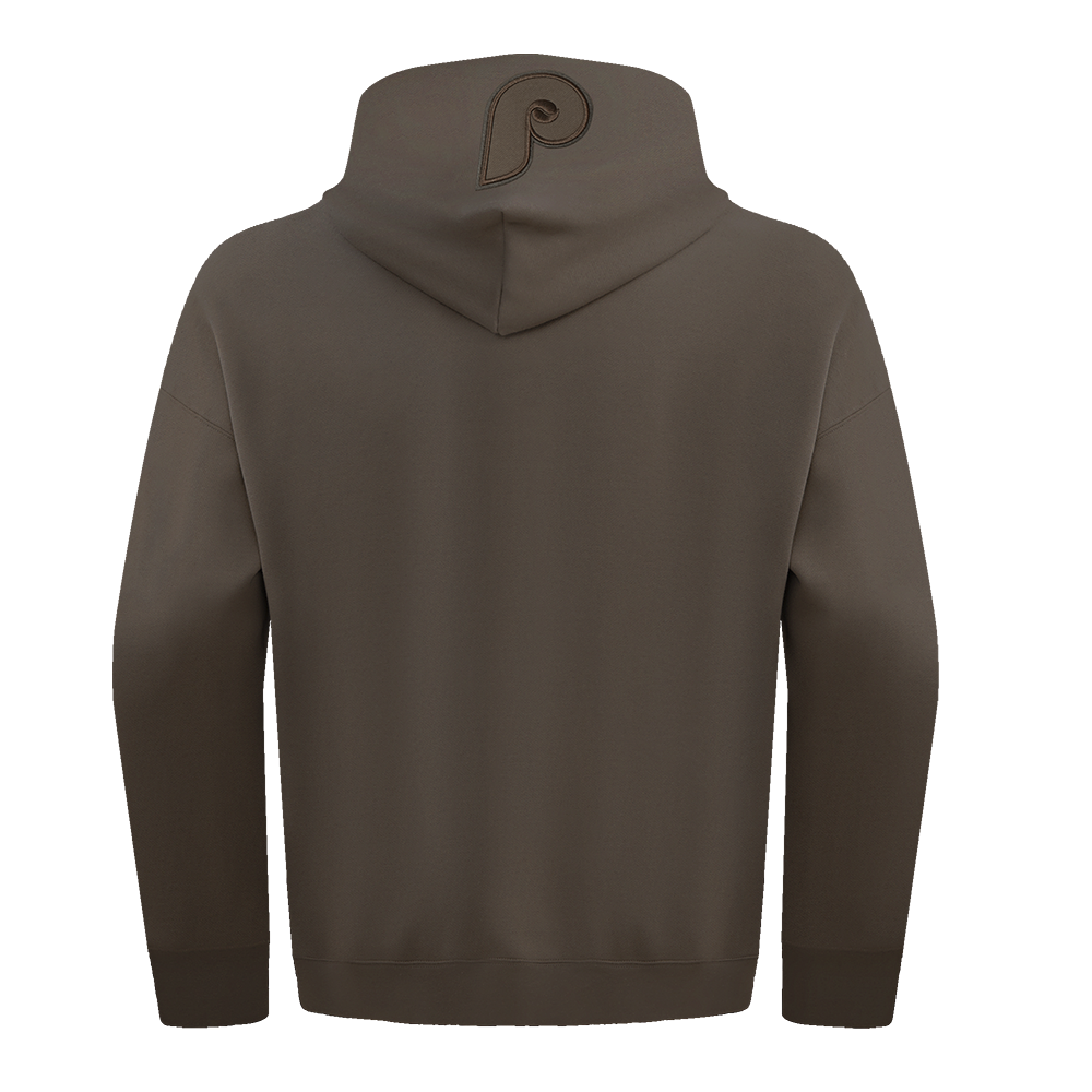MLB PHILADELPHIA PHILLIES NEUTRAL MEN'S  DROP SHOULDER FLC PO HOODIE (DARK TAUPE)