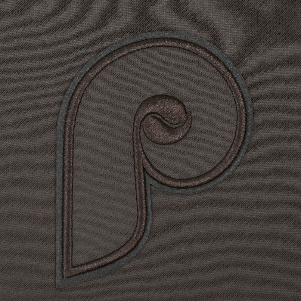 MLB PHILADELPHIA PHILLIES NEUTRAL MEN'S  DROP SHOULDER FLC PO HOODIE (DARK TAUPE)