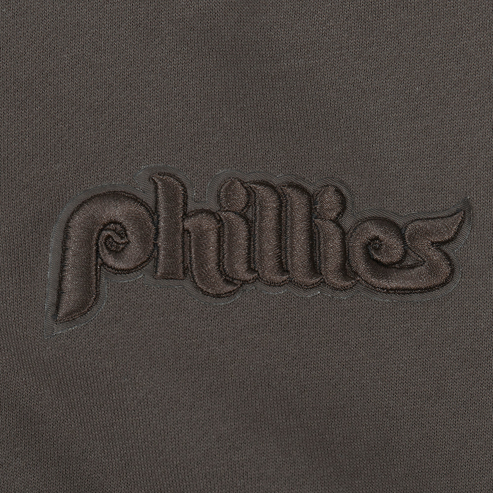 MLB PHILADELPHIA PHILLIES NEUTRAL MEN'S  DROP SHOULDER FLC PO HOODIE (DARK TAUPE)