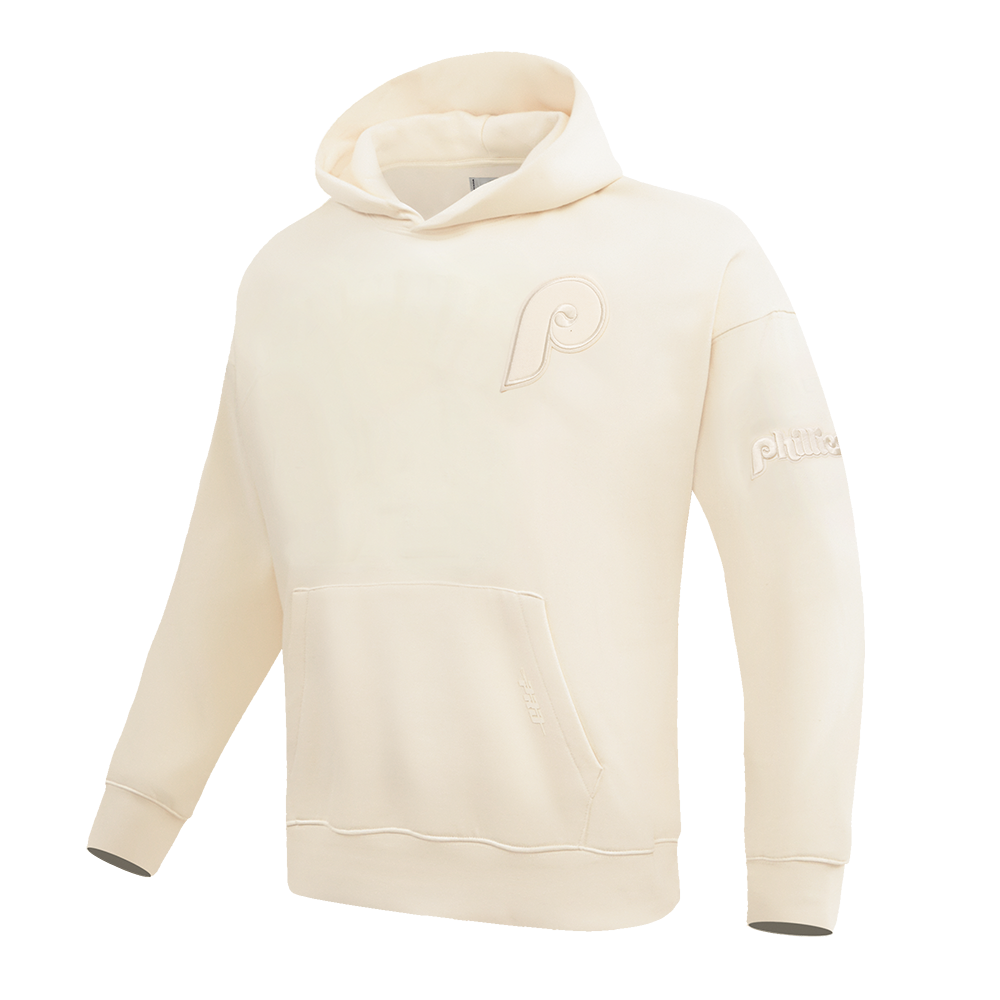 MLB PHILADELPHIA PHILLIES NEUTRAL DROP SHOULDER MEN'S PULLOVER HOODIE (EGGSHELL)