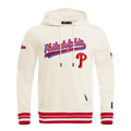 MLB PHILADELPHIA PHILLIES SCRIPT TAIL CHANDAIL À CAPUCHON EN MOLLETON CÔTELÉ POUR HOMME (COQUILLE D'ŒUF/ROUGE)