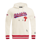 MLB PHILADELPHIA PHILLIES SCRIPT TAIL CHANDAIL À CAPUCHON EN MOLLETON CÔTELÉ POUR HOMME (COQUILLE D'ŒUF/ROUGE)