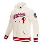 MLB PHILADELPHIA PHILLIES SCRIPT TAIL CHANDAIL À CAPUCHON EN MOLLETON CÔTELÉ POUR HOMME (COQUILLE D'ŒUF/ROUGE)