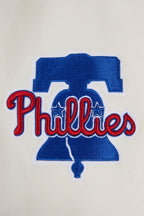 MLB PHILADELPHIA PHILLIES SCRIPT TAIL CHANDAIL À CAPUCHON EN MOLLETON CÔTELÉ POUR HOMME (COQUILLE D'ŒUF/ROUGE)