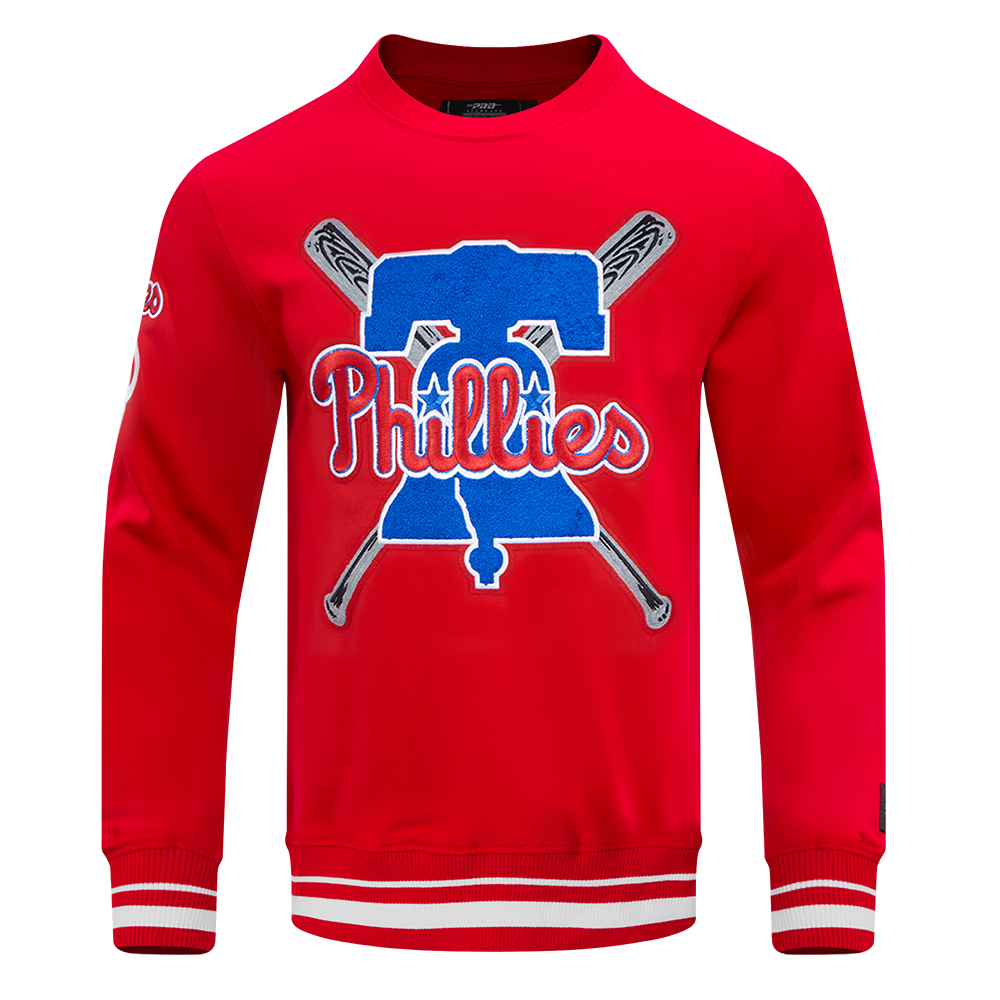 MLB PHILADELPHIA PHILLIES MASH UP MEN'S RIB FLC CREWNECK (RED)