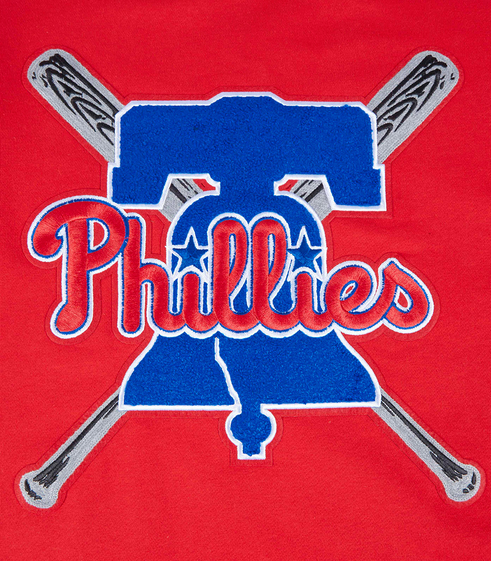 MLB PHILADELPHIA PHILLIES MASH UP CHANDAIL À COL ROND EN MOLLETON CÔTELÉ POUR HOMME (ROUGE)