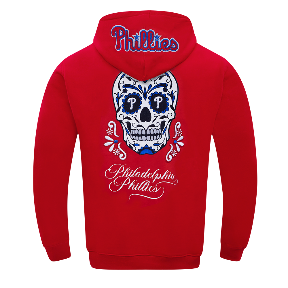 MLB PHILADELPHIA PHILLIES SUGAR SKULL MEN'S FLC PO HOODIE (RED)