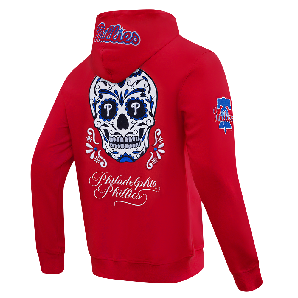 MLB PHILADELPHIA PHILLIES SUGAR SKULL MEN'S FLC PO HOODIE (RED)