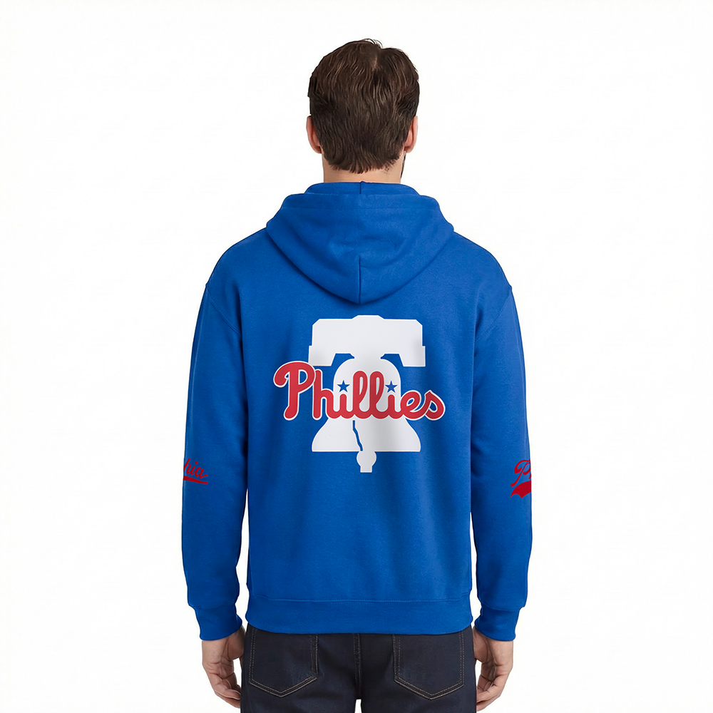 MLB PHILADELPHIA PHILLIES LIVING LARGE MEN'S DROP SHOULDER FLC PO HO (ROYAL BLUE)