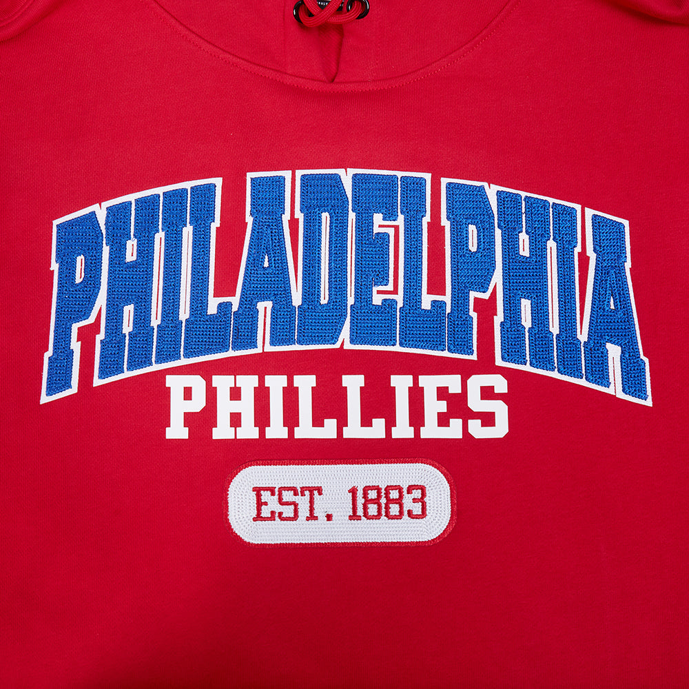 MLB PHILADELPHIA PHILLIES CITY ARCH CHANDAIL À CAPUCHON EN MOLLETON POUR HOMME (ROUGE)