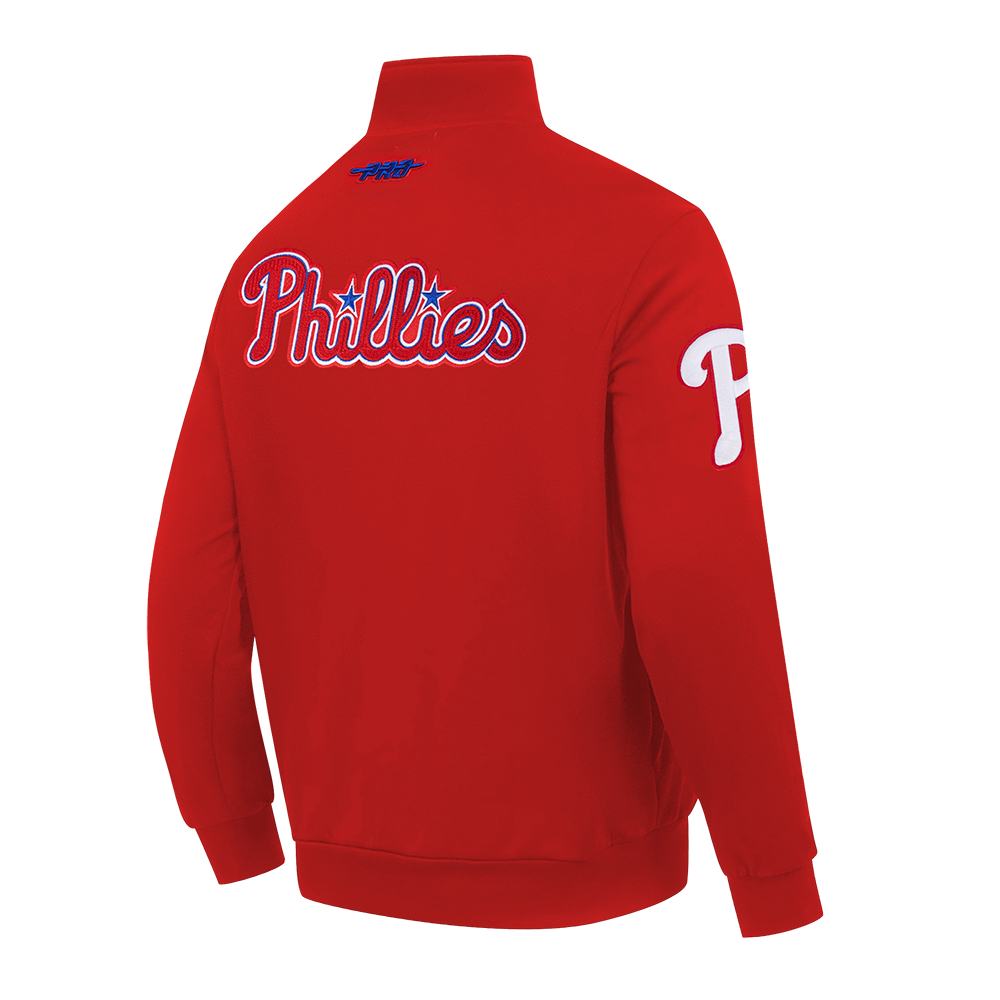 MLB PHILADELPHIA PHILLIES CITY ARCH HAUT EN MOLLETON À GLISSIÈRE AU QUART POUR HOMME (ROUGE)