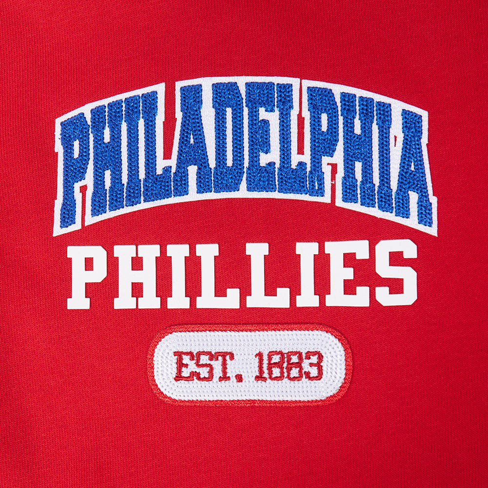 MLB PHILADELPHIA PHILLIES CITY ARCH HAUT EN MOLLETON À GLISSIÈRE AU QUART POUR HOMME (ROUGE)