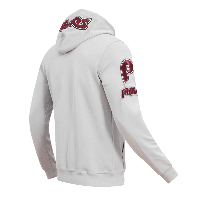 MLB PHILADELPHIA PHILLIES CLASSIC CHENILLE MEN'S PULLOVER HOODIE (GRAY)