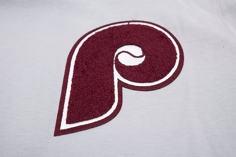 MLB PHILADELPHIA PHILLIES CLASSIC CHENILLE MEN'S PULLOVER HOODIE (GRAY)