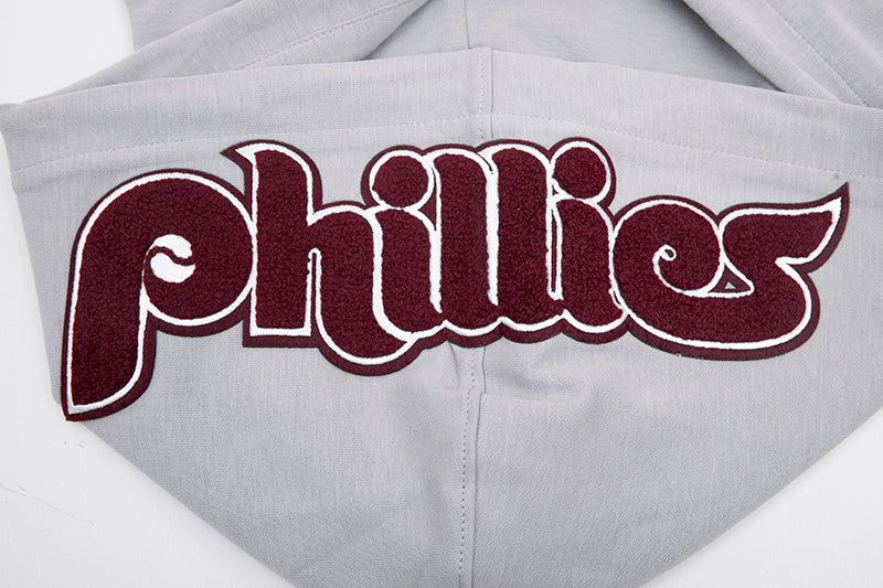 MLB PHILADELPHIA PHILLIES CLASSIC CHENILLE MEN'S PULLOVER HOODIE (GRAY)