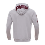 MLB PHILADELPHIA PHILLIES CLASSIC CHENILLE MEN'S FULL ZIP PULLOVER HOODIE (GRAY)