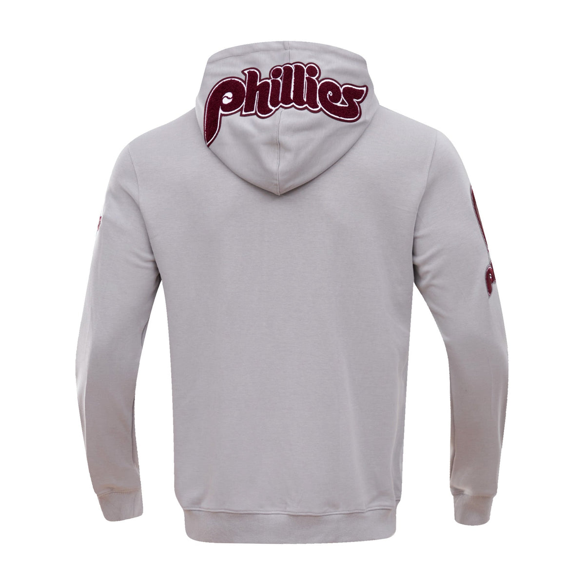 MLB PHILADELPHIA PHILLIES CLASSIC CHENILLE MEN'S FULL ZIP PULLOVER HOODIE (GRAY)