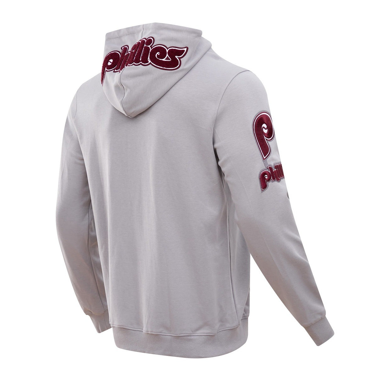 MLB PHILADELPHIA PHILLIES CLASSIC CHENILLE MEN'S FULL ZIP PULLOVER HOODIE (GRAY)
