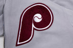 MLB PHILADELPHIA PHILLIES CLASSIC CHENILLE MEN'S FULL ZIP PULLOVER HOODIE (GRAY)