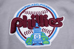 MLB PHILADELPHIA PHILLIES CLASSIC CHENILLE MEN'S FULL ZIP PULLOVER HOODIE (GRAY)