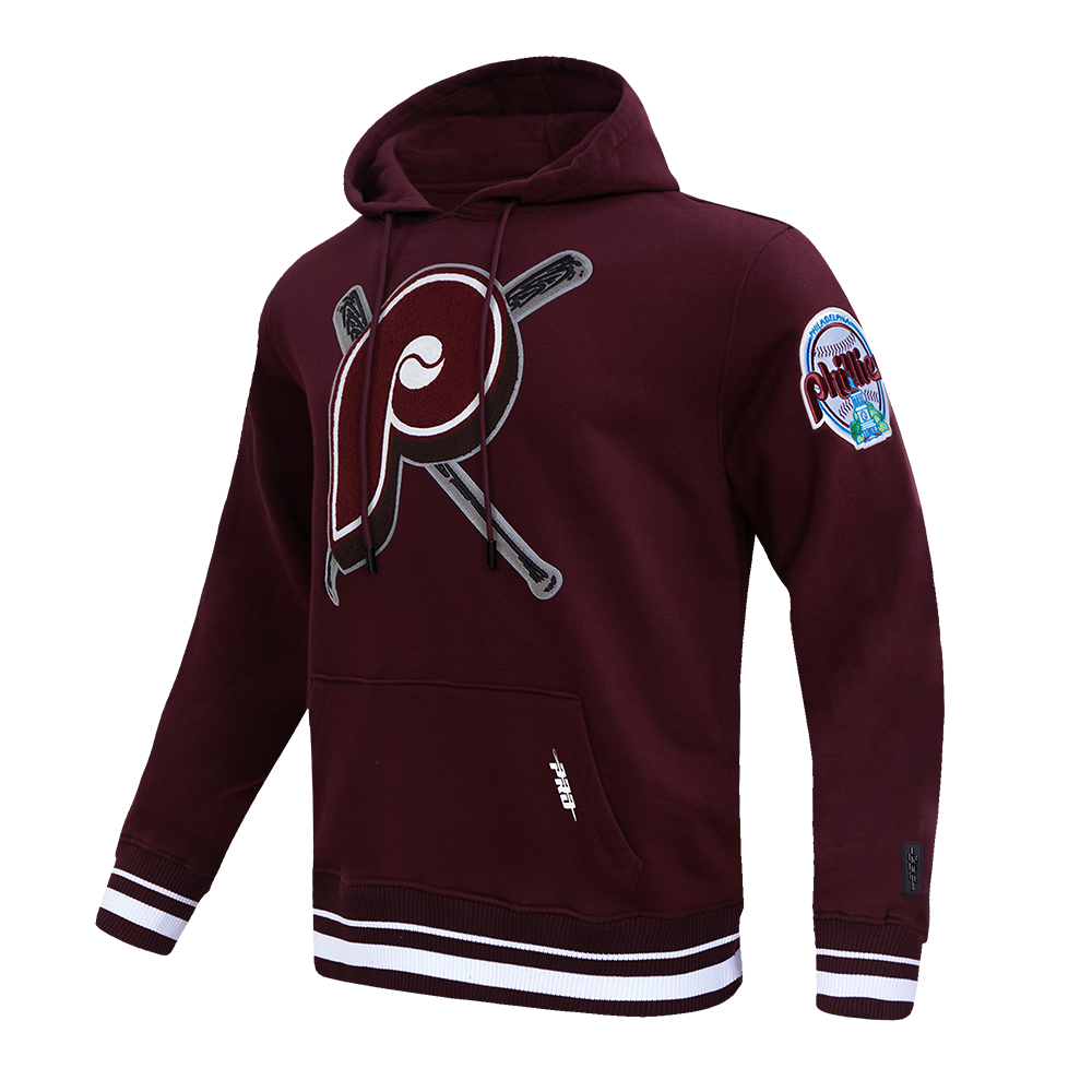 MLB PHILADELPHIA PHILLIES MASH UP CHANDAIL À CAPUCHON EN MOLLETON CÔTELÉ RÉTRO POUR HOMME (LIE-DE-VIN)