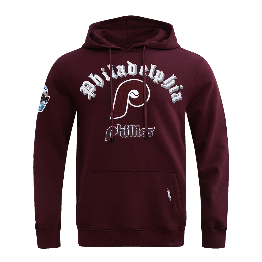 MLB PHILADELPHIA PHILLIES OLD ENGLISH CHANDAIL À CAPUCHON POUR HOMME (LIE-DE-VIN)