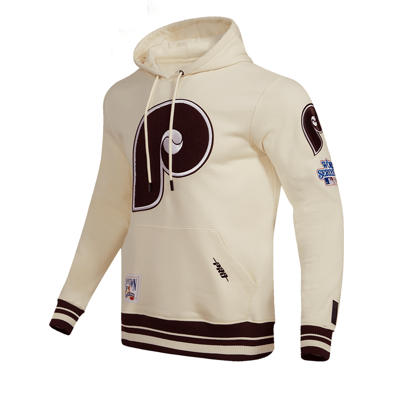 MLB PHILADELPHIA PHILLIES RETRO CLASSIC MEN'S PULLOVER HOODIE (EGGSHELL/WINE)
