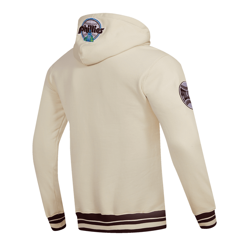 MLB PHILADELPHIA PHILLIES RETRO CLASSIC MEN'S PULLOVER HOODIE (EGGSHELL/WINE)