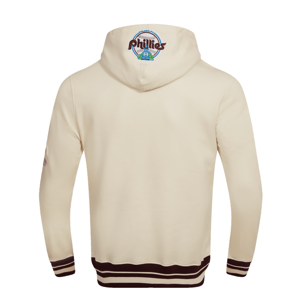 MLB PHILADELPHIA PHILLIES RETRO CLASSIC MEN'S PULLOVER HOODIE (EGGSHELL/WINE)