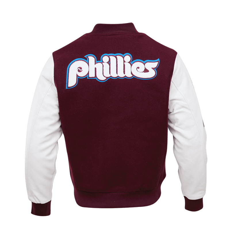 MLB PHILADELPHIA PHILLIES CLASSIC WOOL MEN'S VARSITY JACKET (WINE/WHITE)