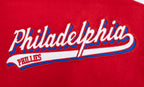 MLB PHILADELPHIA PHILLIES SCRIPT TAIL MEN'S VARSITY JACKET (RED/WHITE)