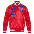 MLB PHILADELPHIA PHILLIES MASH UP BLOUSON EN SATIN À BORDS CÔTELÉS POUR HOMME (ROUGE)