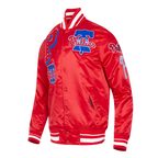 MLB PHILADELPHIA PHILLIES MASH UP BLOUSON EN SATIN À BORDS CÔTELÉS POUR HOMME (ROUGE)