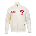 MLB PHILADELPHIA PHILLIES SOUVENIR MEN'S SATIN JACKET (EGGSHELL)