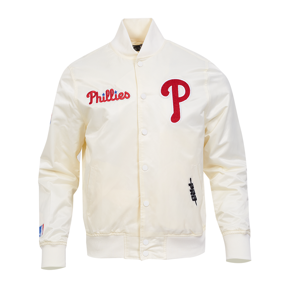 MLB PHILADELPHIA PHILLIES SOUVENIR MEN'S SATIN JACKET (EGGSHELL)