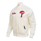 MLB PHILADELPHIA PHILLIES SOUVENIR MEN'S SATIN JACKET (EGGSHELL)