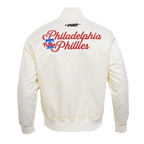 MLB PHILADELPHIA PHILLIES SOUVENIR MEN'S SATIN JACKET (EGGSHELL)