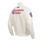 MLB PHILADELPHIA PHILLIES SOUVENIR MEN'S SATIN JACKET (EGGSHELL)