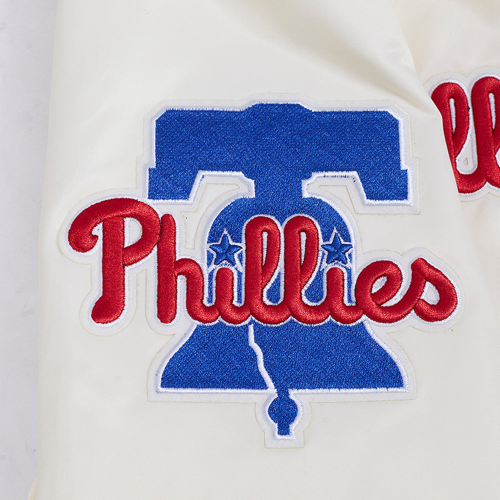 MLB PHILADELPHIA PHILLIES SOUVENIR MEN'S SATIN JACKET (EGGSHELL)