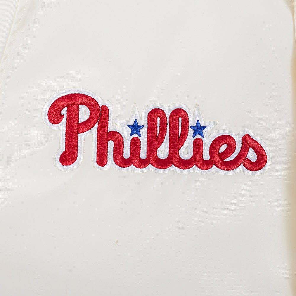 MLB PHILADELPHIA PHILLIES SOUVENIR MEN'S SATIN JACKET (EGGSHELL)